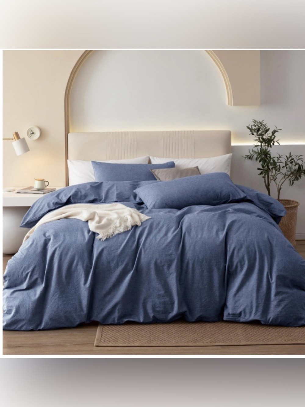 TWIN Size DUVET 2 Pc Set 100% WASHED COTTON - HEATHER BLUE